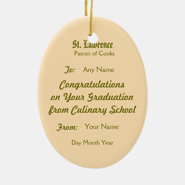 St. Lawrence of Rome (PM 04) Ceramic Tree Decoration (Back)