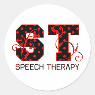 st letters black and red polka dots shadow classic round sticker