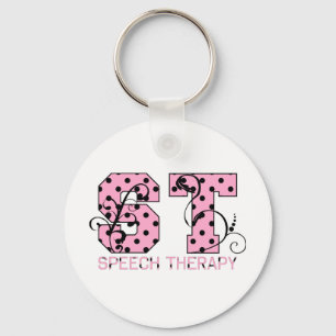 st letters pink and black polka dots key ring