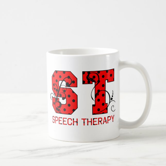 st letters red and black polka dots coffee mug (Right)