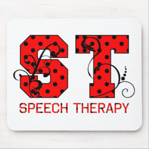 st letters red and black polka dots mouse pad