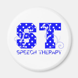 st letters white and blue polka dots magnet