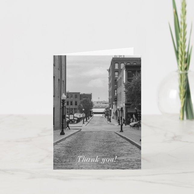 St Louis Alley Grayscale Thank You Card (Front)