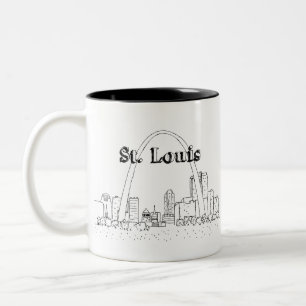 St. Louis Arc Vacation Drawing Vacation Art Travel Two-Tone Coffee Mug