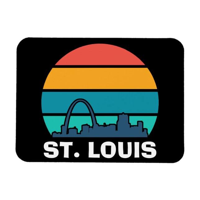 St. Louis Arch Retro Sunset Cityscape Photo Magnet (Horizontal)