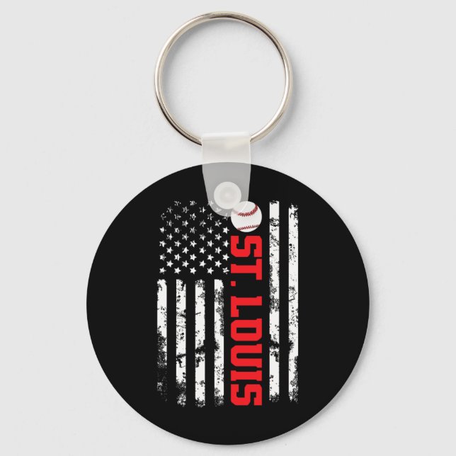 St. Louis Baseball Usa Flag  Key Ring (Front)