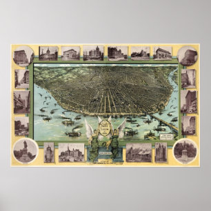 St Louis birdseye map - 1896 (Graf) BigMapBlog Poster