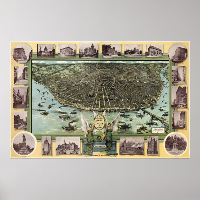 St Louis birdseye map  - 1896 (Graf) BigMapBlog Poster (Front)