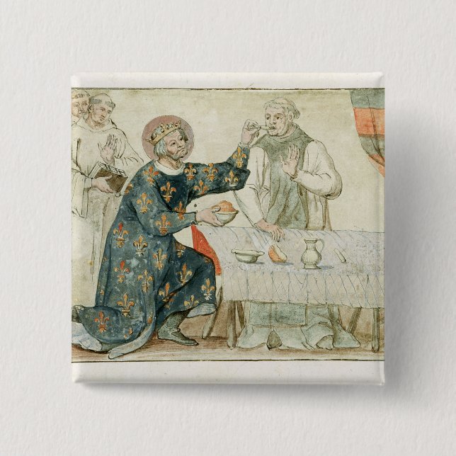 St. Louis feeding a miserly monk 15 Cm Square Badge (Front)