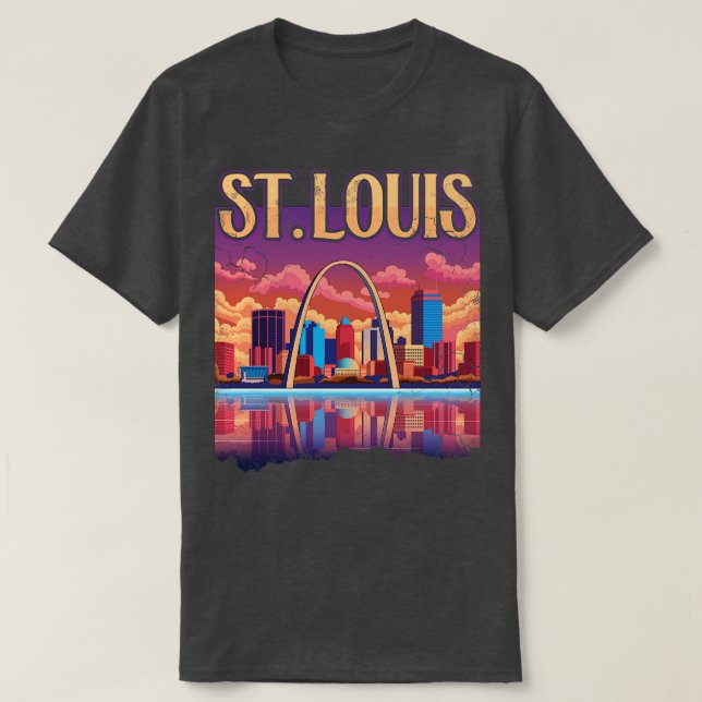 St Louis Gateway Arch City Skyline Art T-Shirt (Design Front)