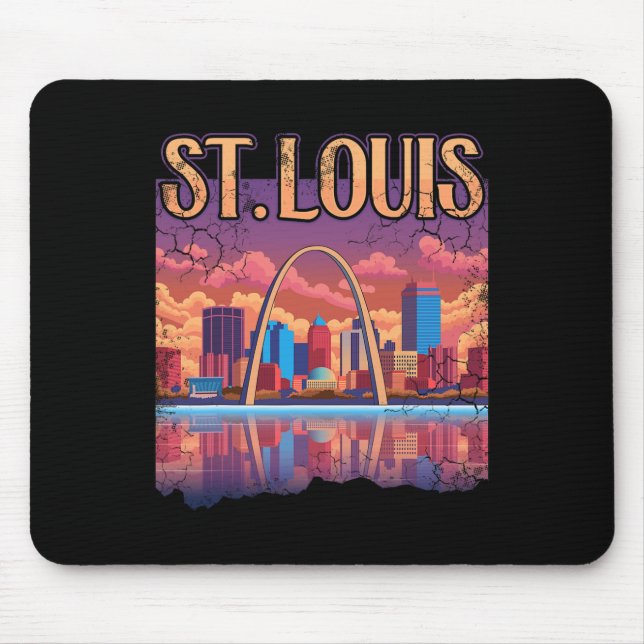 St Louis Gateway Arch Missouri Cityscape Skyline  Mouse Pad (Front)
