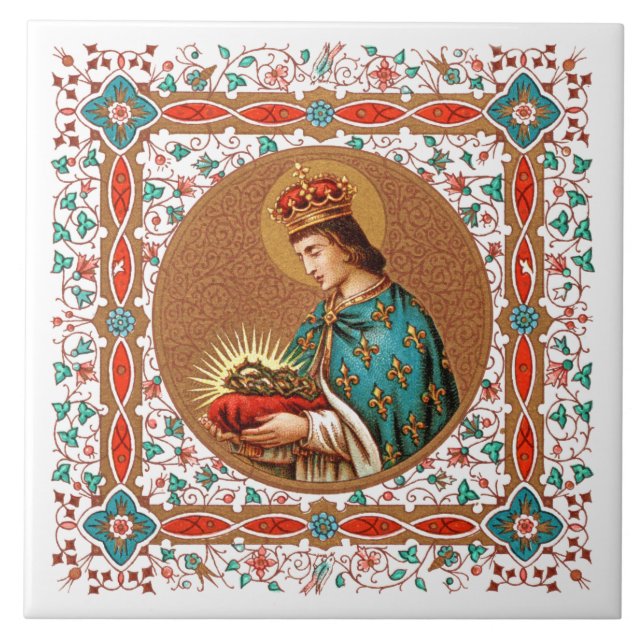 St. Louis IX with Rinceau Border (BK 065) Ceramic Tile (Front)