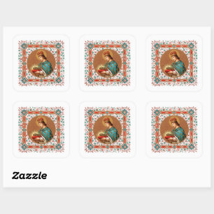 St. Louis IX with Rinceau Border (BK 065) Square Sticker