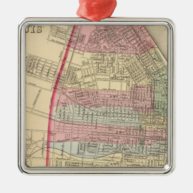 St Louis Map by Mitchell Metal Tree Decoration (Front)