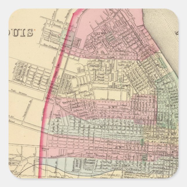 St Louis Map by Mitchell Square Sticker (Front)