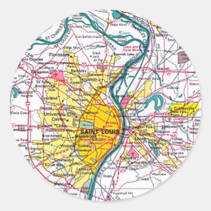 St Louis map Classic Round Sticker