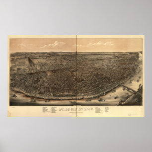 St. Louis Missouri 1896 Antique Panoramic Map Poster