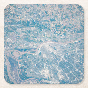 St. Louis, Missouri Along The Mississippi River. Square Paper Coaster