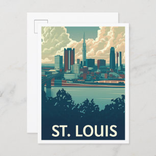 St Louis Missouri Art Vintage Travel Illustration Postcard
