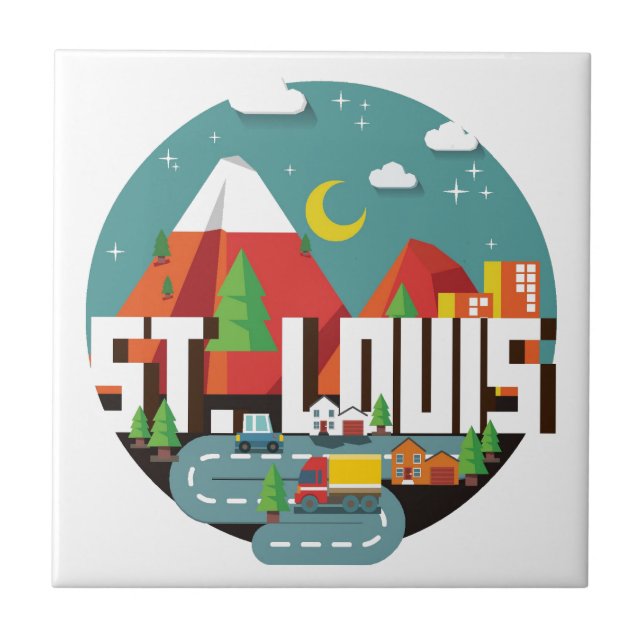 St. Louis, Missouri Geometric Design Ceramic Tile (Front)