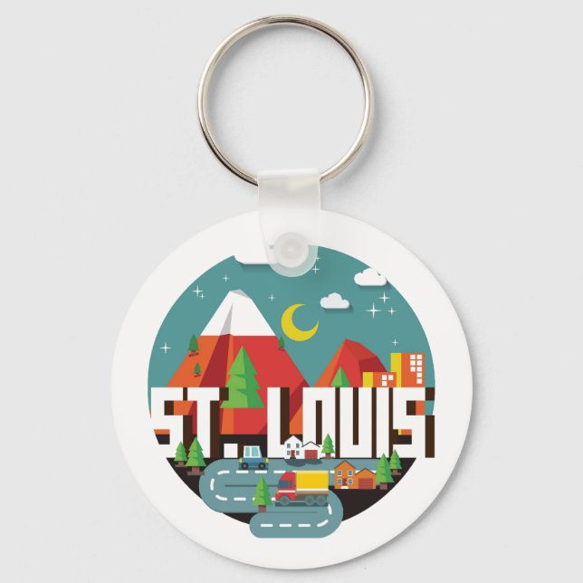 St. Louis, Missouri Geometric Design Key Ring (Front)