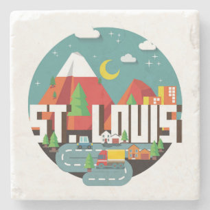 St. Louis, Missouri Geometric Design Stone Coaster