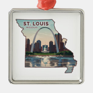 St. Louis Missouri Map Metal Ornament