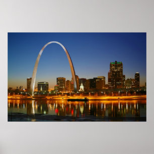 St. Louis Missouri on the Mississippi by Night Poster