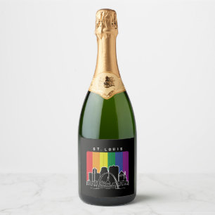 St. Louis Missouri Rainbow Flag LGBTQAI Pride Sparkling Wine Label