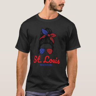St  Louis Missouri Retro Messy Bun T-Shirt