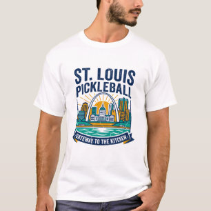 St Louis Missouri Skyline And Pickleball Court T-Shirt