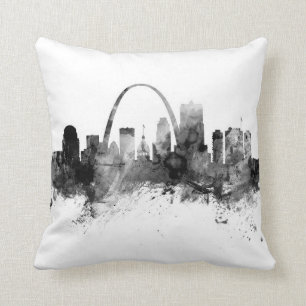 St Louis Missouri Skyline Black White Cushion