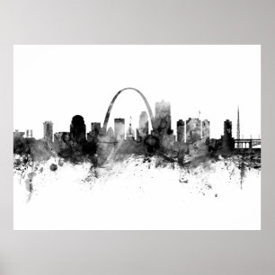 St Louis Missouri Skyline Black White Poster