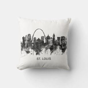 St. Louis Missouri Skyline BW Cushion