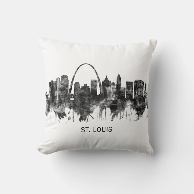 St. Louis Missouri Skyline BW Cushion (Front)