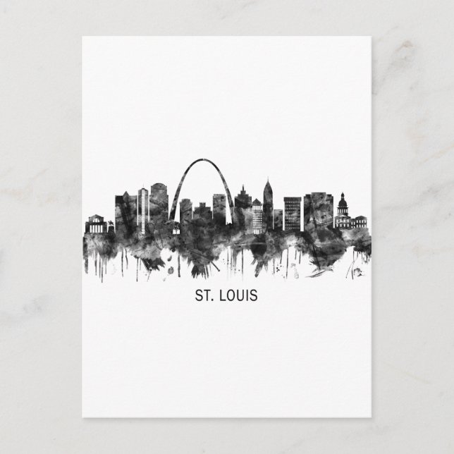 St. Louis Missouri Skyline BW Invitation Postcard (Front)