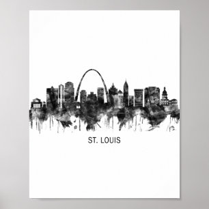 St. Louis Missouri Skyline BW Poster