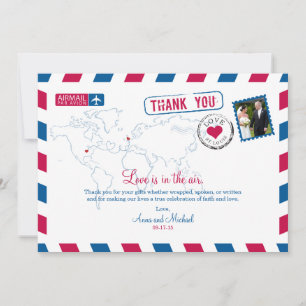 St. Louis Missouri & UK Airmail Wedding Thank You Invitation