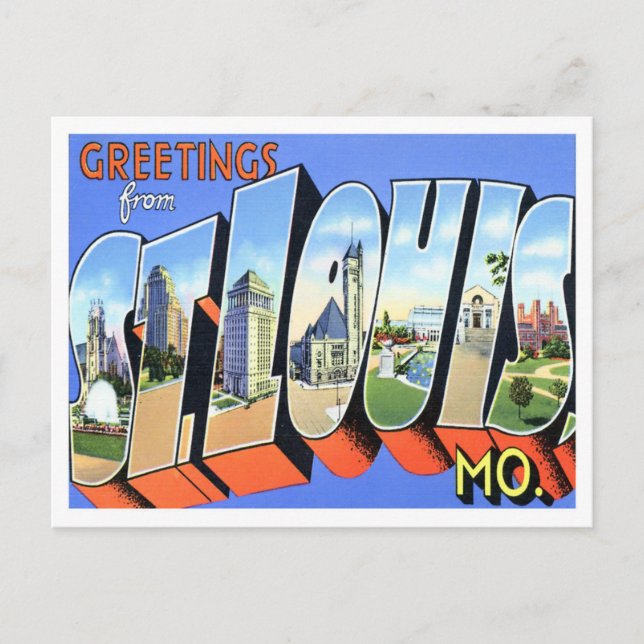 St. Louis, Missouri Vintage Big Letters Postcard (Front)
