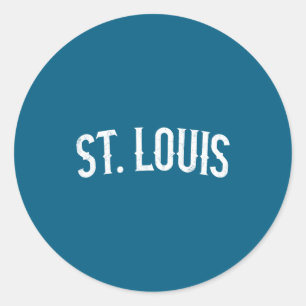 St louis missouri white distressed text vintage classic round sticker