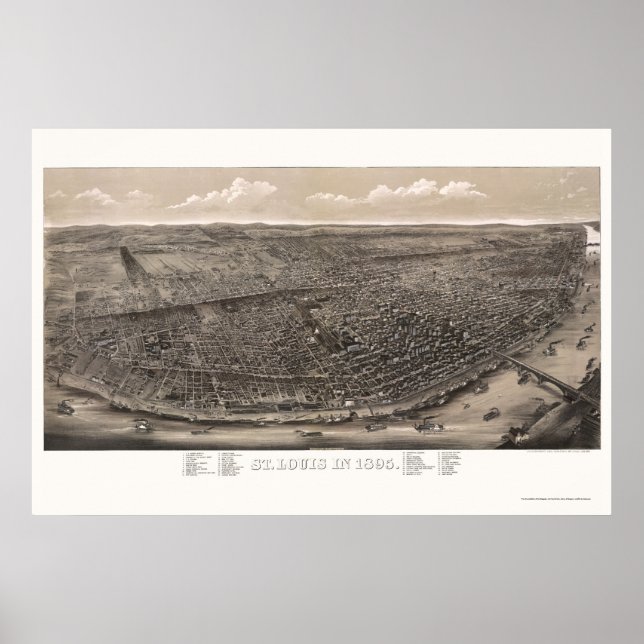 St Louis, MO Panoramic Map - 1895 Poster (Front)