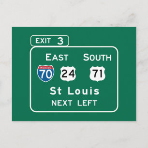 St. Louis, MO Road Sign Postcard