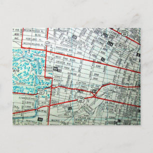 St Louis, MO Vintage Map Postcard