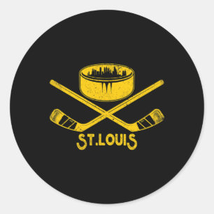 St. Louis Retro Ice Hockey Lover Sticks State Outi Classic Round Sticker