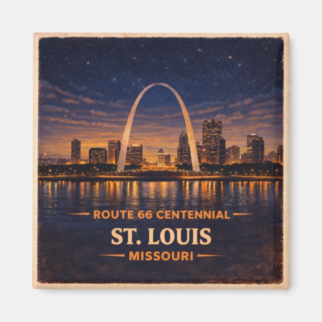 St Louis Route 66 Centennial Fridge Keepsake Magnet (Front)
