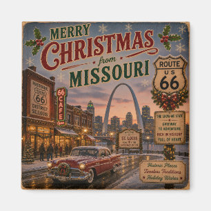 St Louis Route 66 Christmas Keepsake Magnet