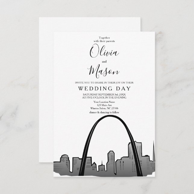 St Louis Skyline Cityscape Wedding Invitation (Front/Back)