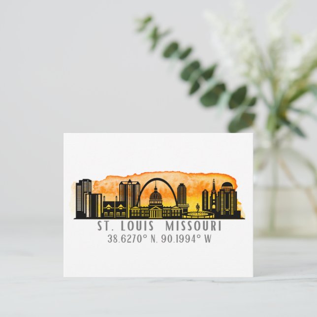 St. Louis Skyline Map Coordinates  Postcard (Standing Front)
