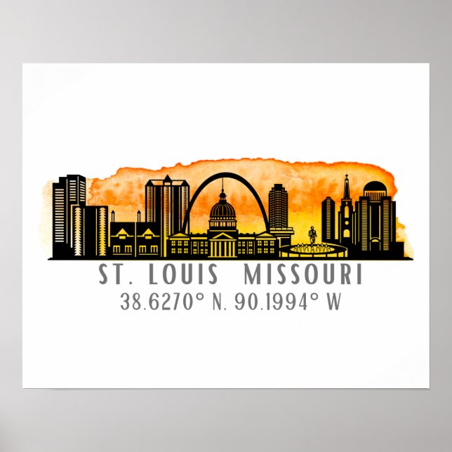 St. Louis Skyline Map Coordinates  Poster (Front)