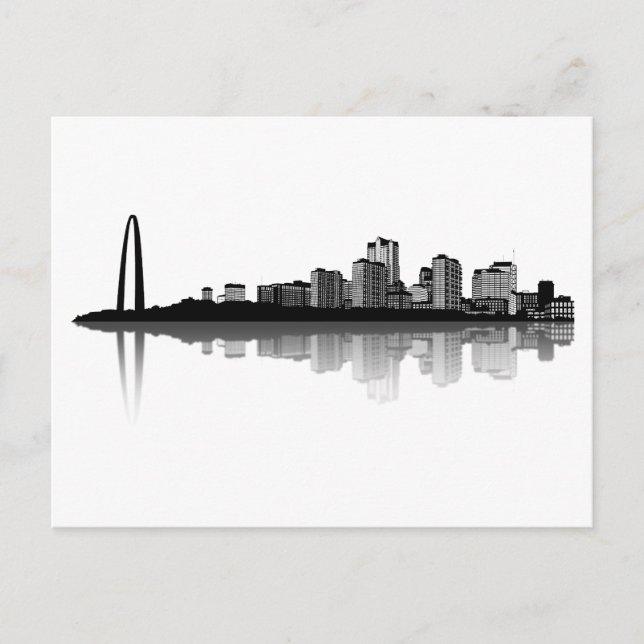 St. Louis Skyline Postcard (b/w) (Front)